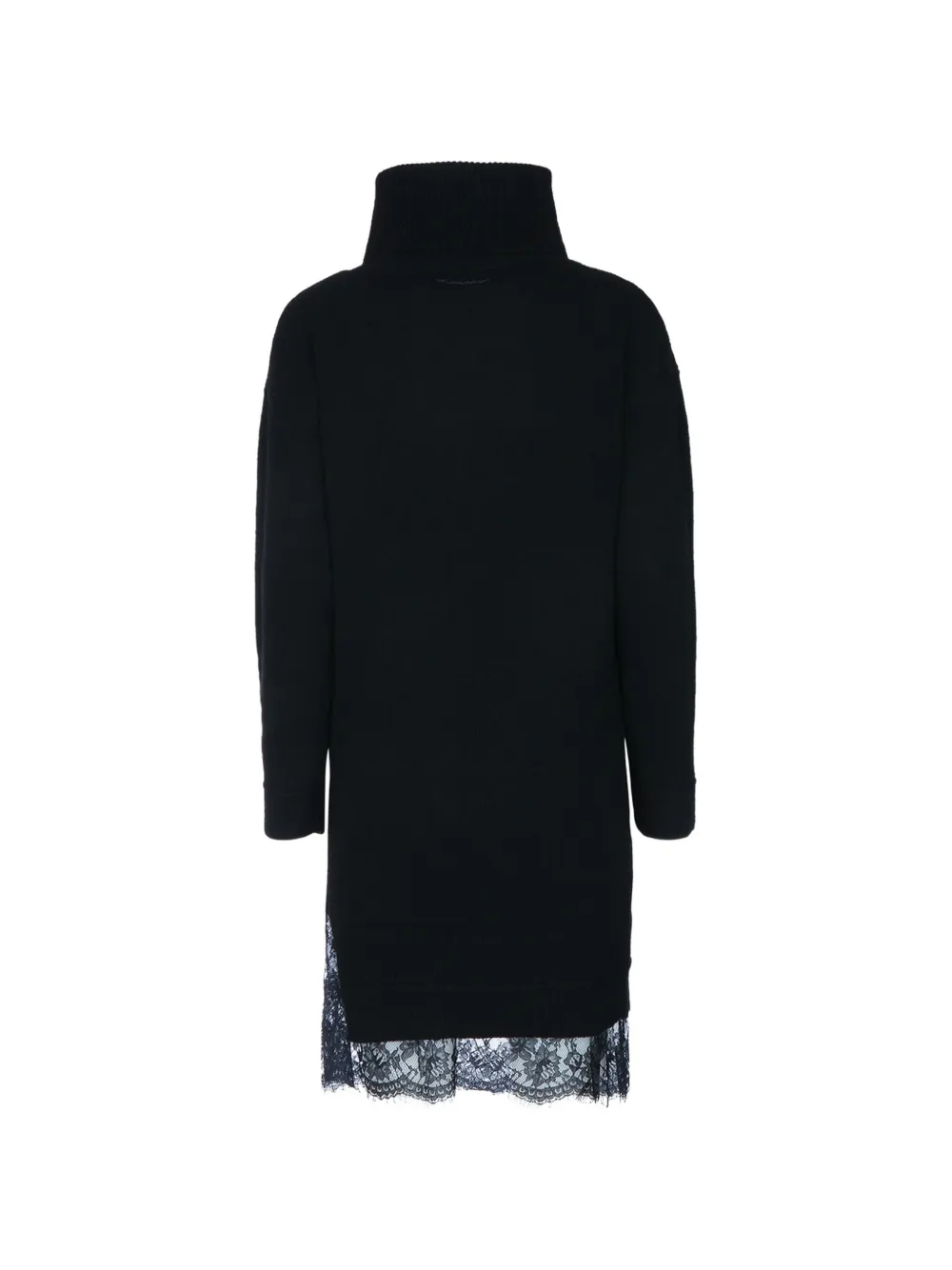 ERMANNO FIRENZE lace-trim roll-neck midi dress Zwart