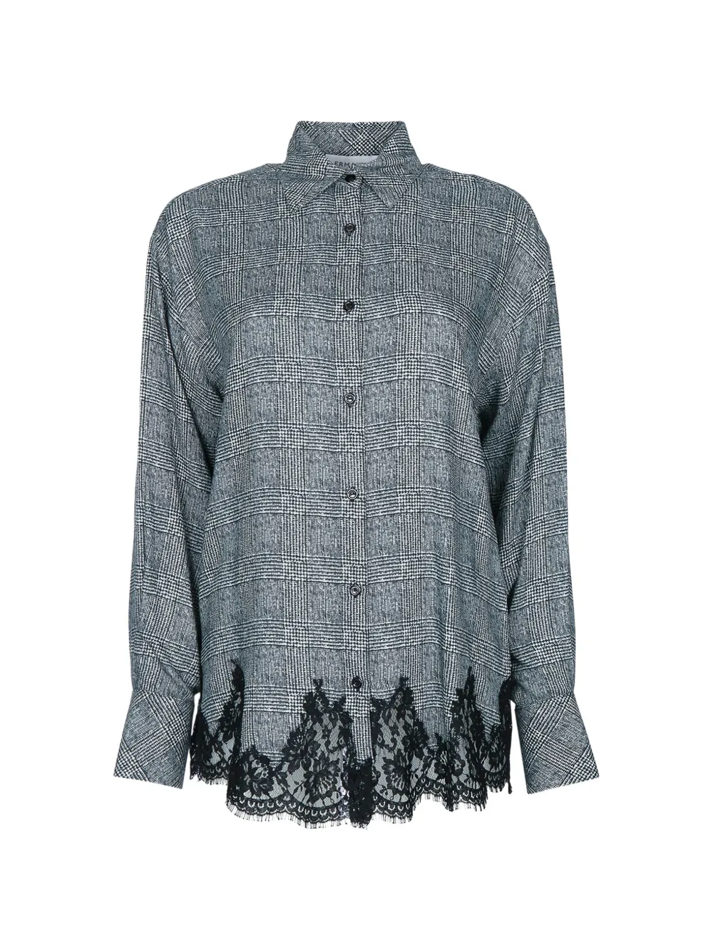 ERMANNO FIRENZE lace-trim patterned shirt Grijs