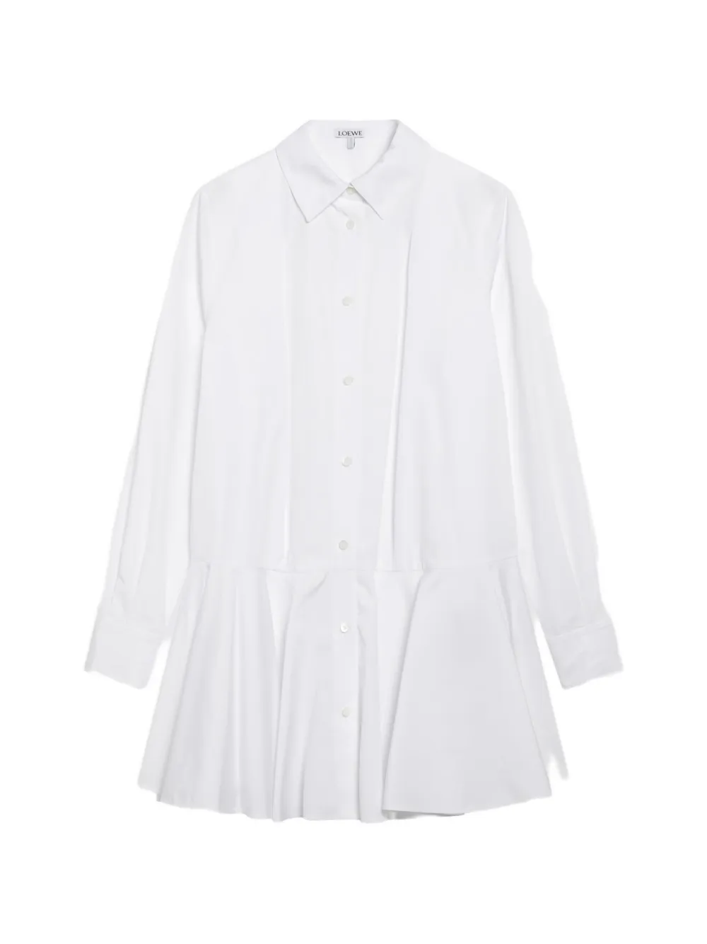 LOEWE robe-chemise courte à jupe plissée - Blanc