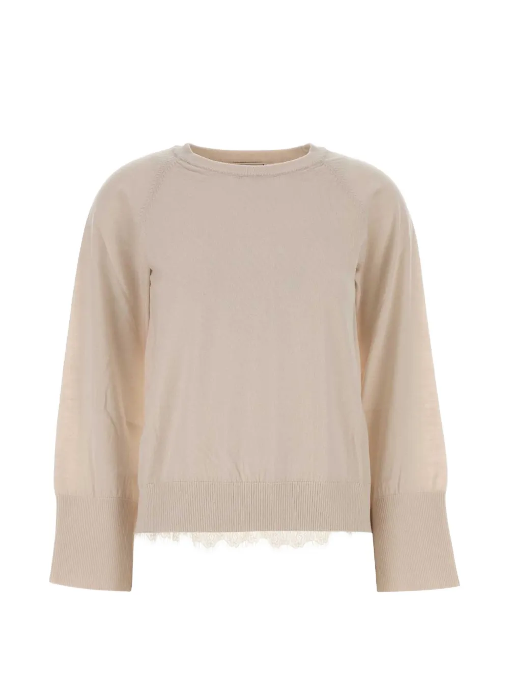 Blumarine lace-trim long-sleeve sweater