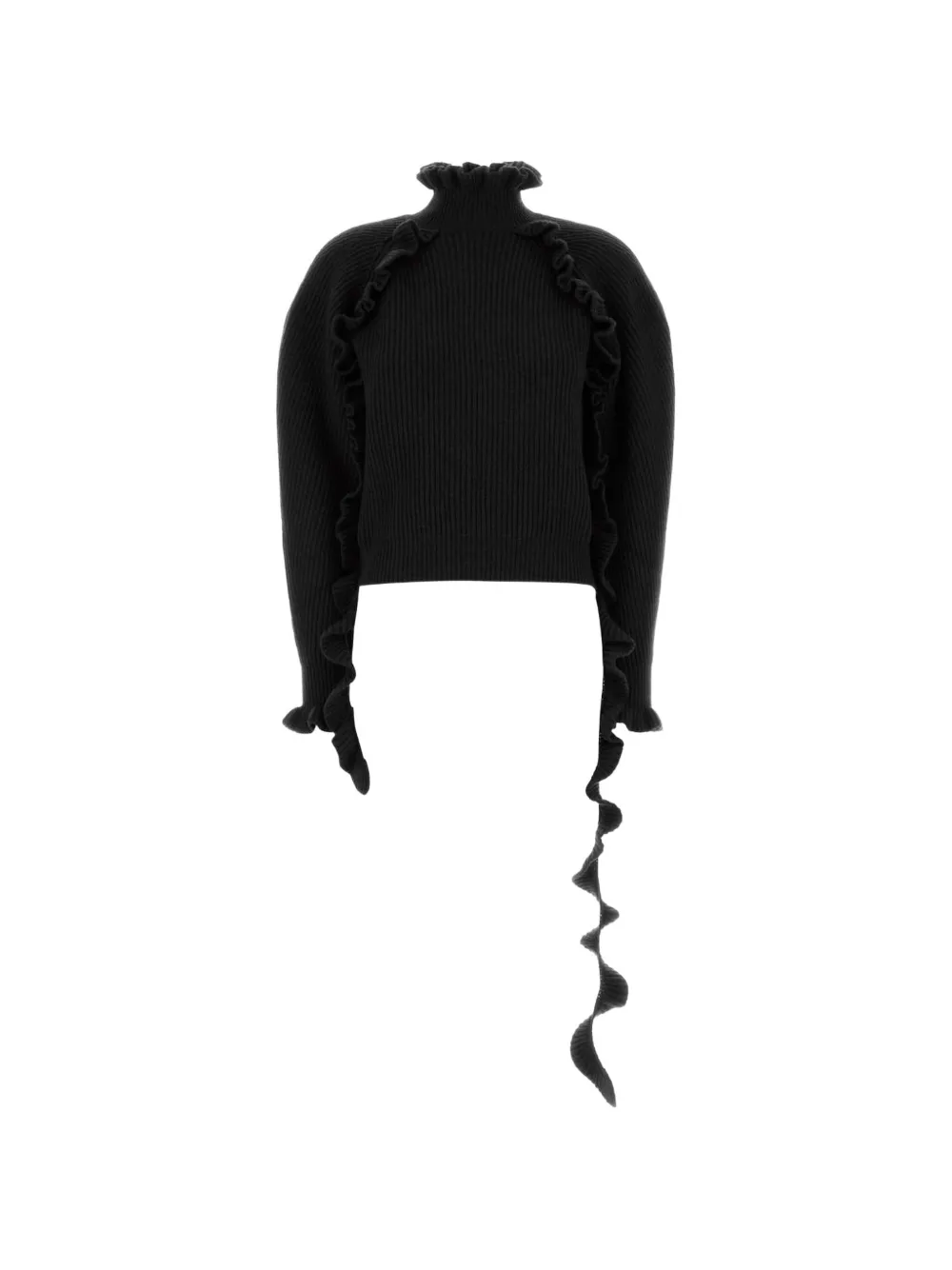 Blumarine ruffled ribbed-knit sweater