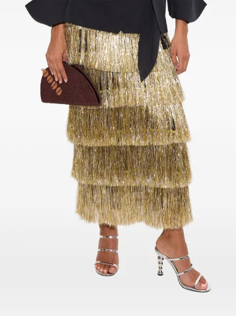 Simon Miller falda midi Liv con flecos metalizados