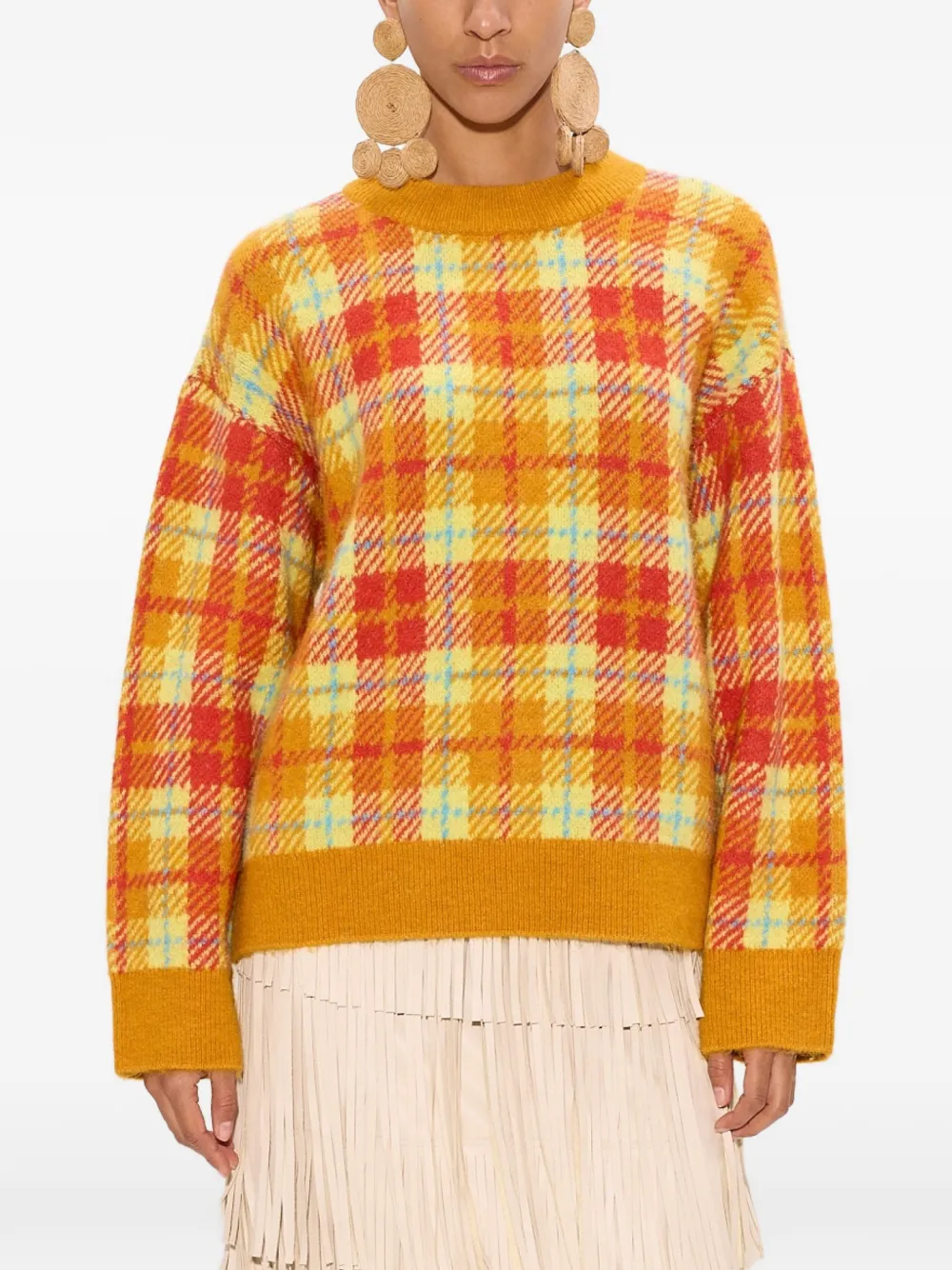 Simon Miller Calder geruite trui Oranje