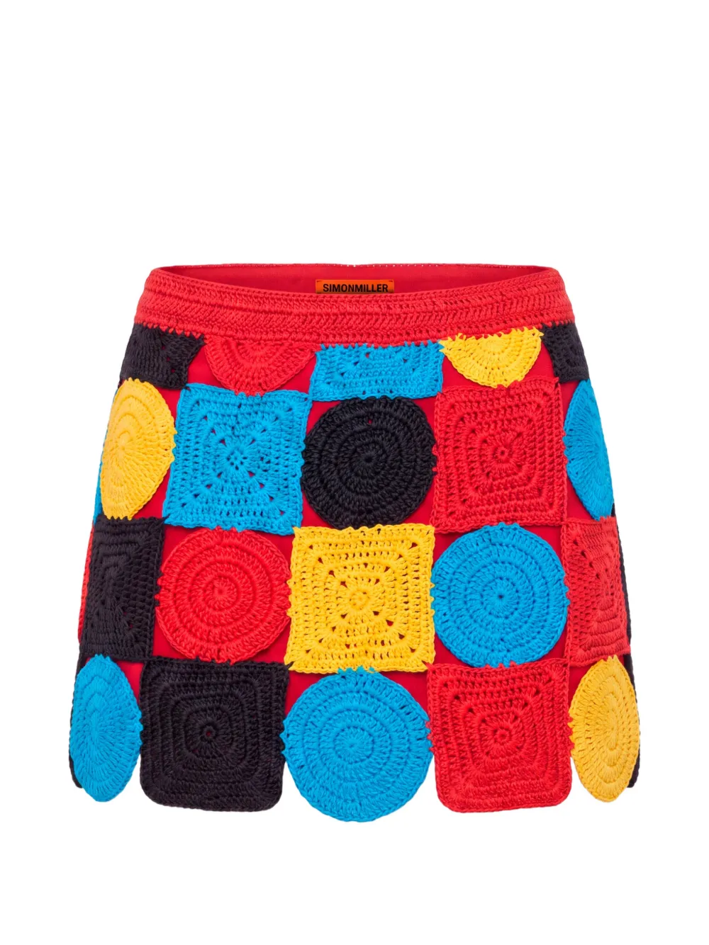 Simon Miller minijupe Beep Beep en crochet à design patchwork - Rouge Simon Miller minijupe Beep Beep en crochet à design patchwork - Rouge