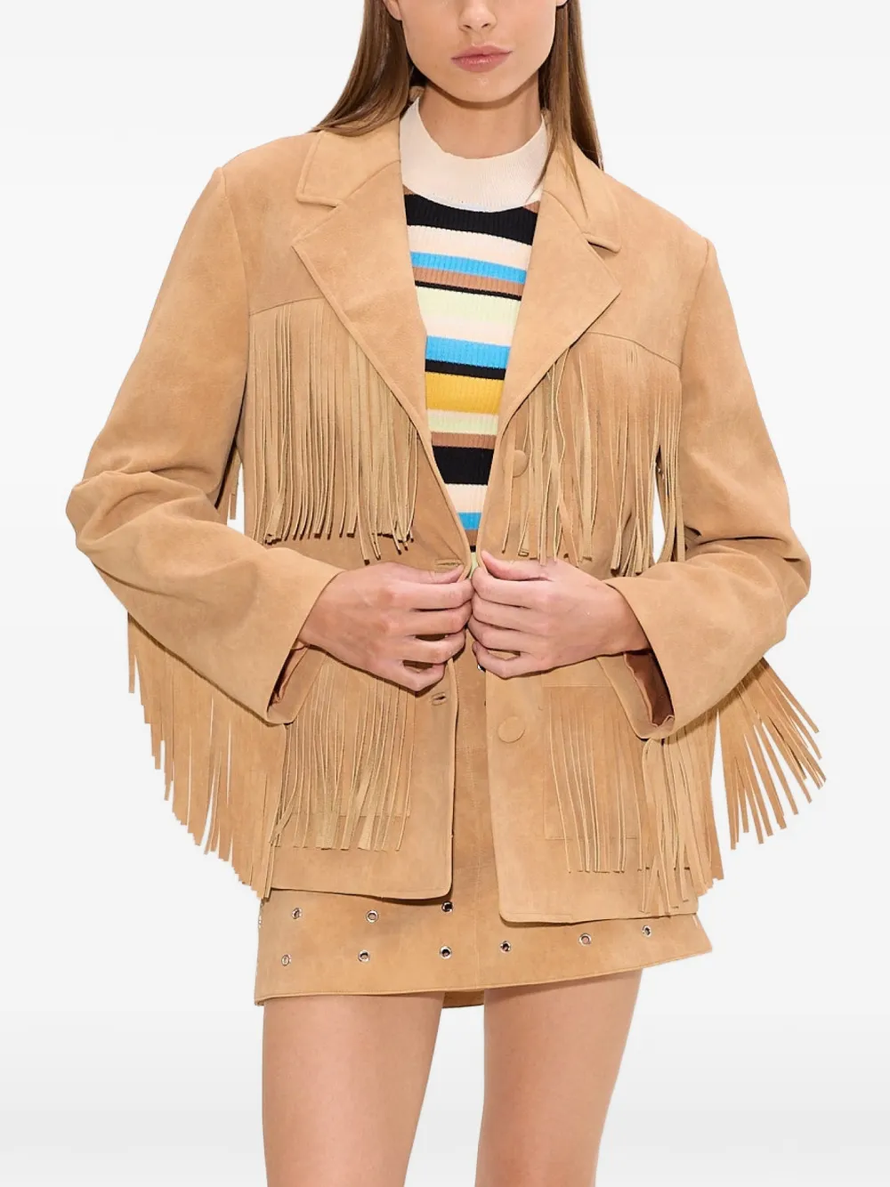 Simon Miller Mabel jack met franje afwerking Beige