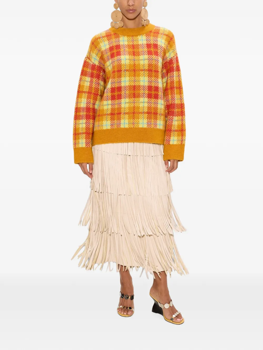 Simon Miller Za maxi-rok met franje Beige