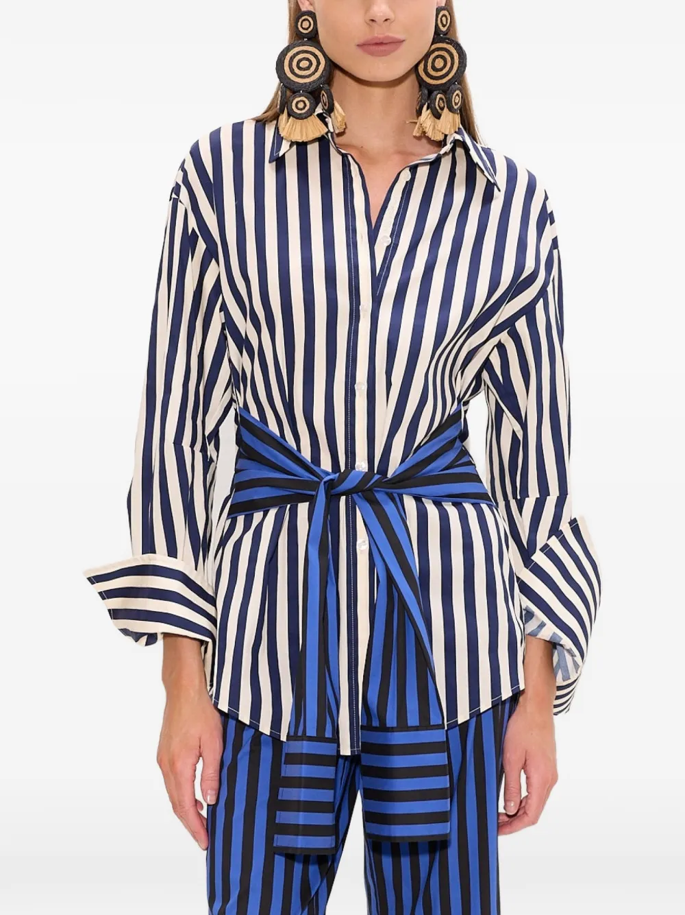 Simon Miller Inna popeline blouse met gestrikte taille Blauw