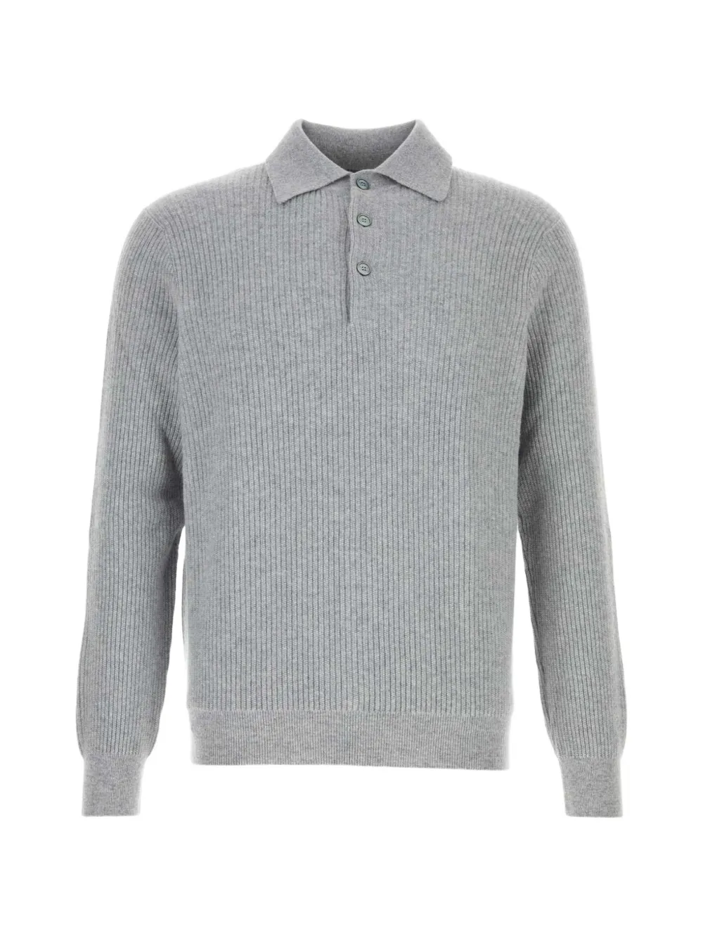 Fedeli ribbed-knit long-sleeve polo shirt