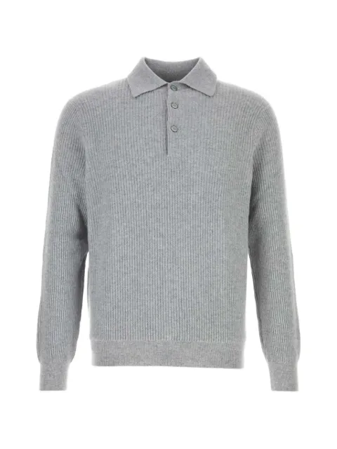 Fedeli ribbed-knit long-sleeve polo shirt
