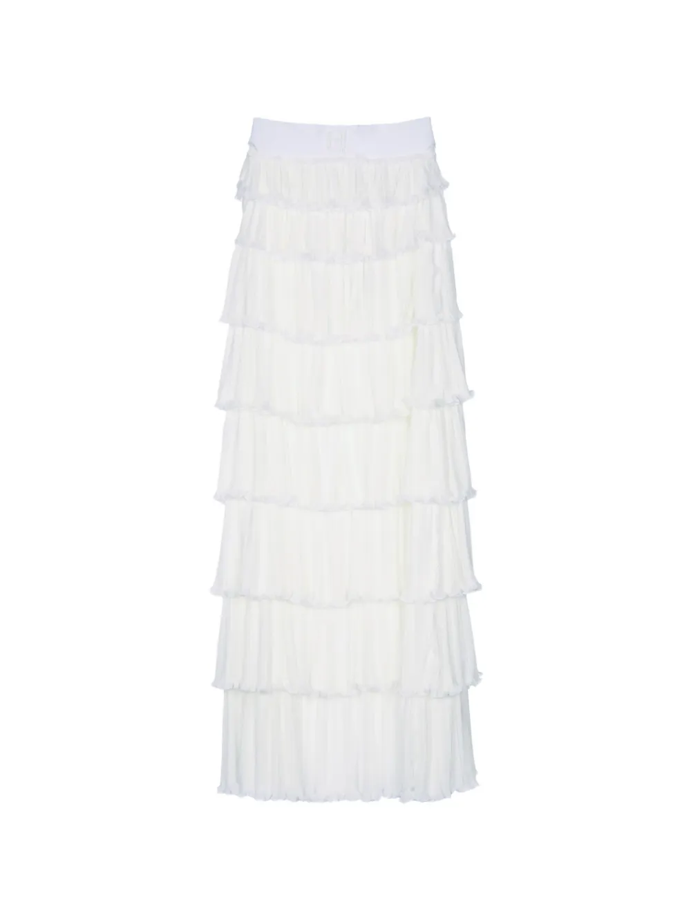 Elisabetta Franchi skirt in georgette fabric with flounces Beige