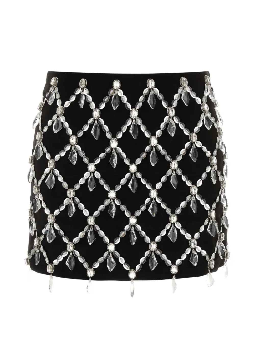 DES PHEMMES crystal-embellished gabardine skirt - Nero