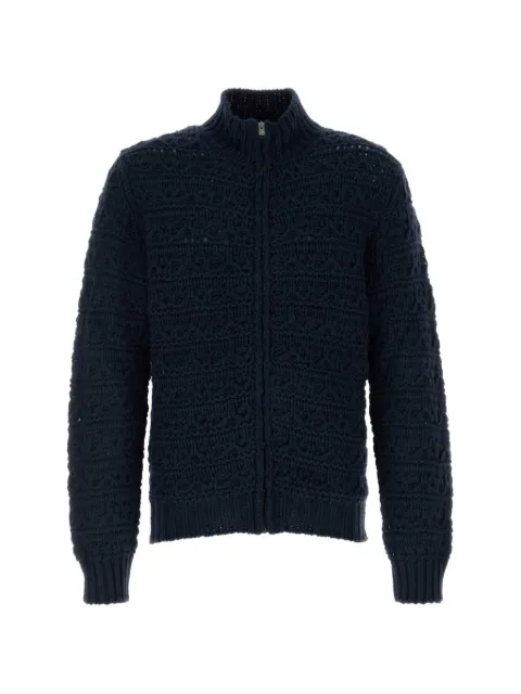 Canali cable-knit zip-up cardigan