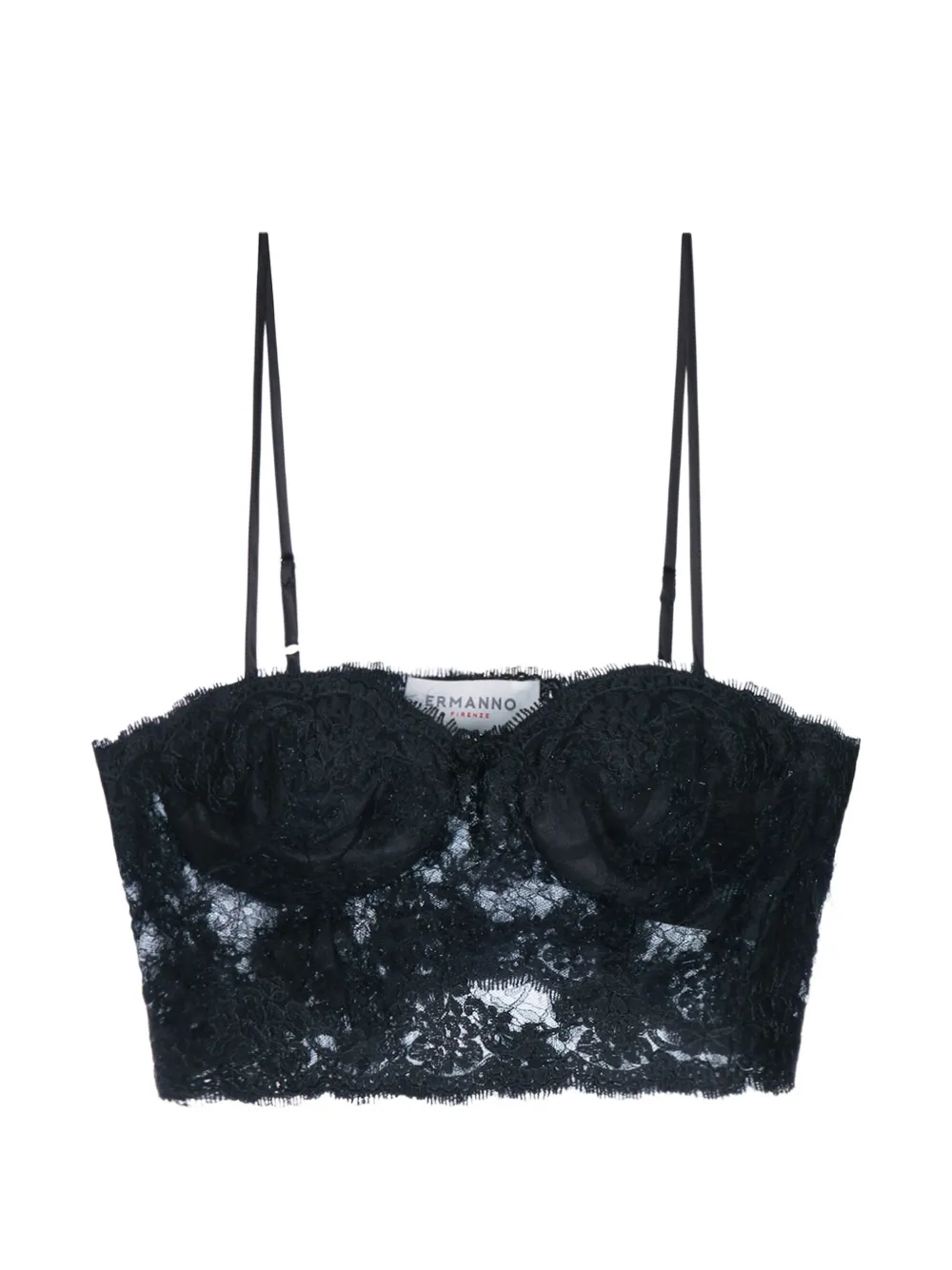 ERMANNO FIRENZE lace-panelled cropped top - Nero