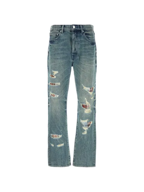 Purple Brand jeans P011 con efecto envejecido y diseño patchwork
