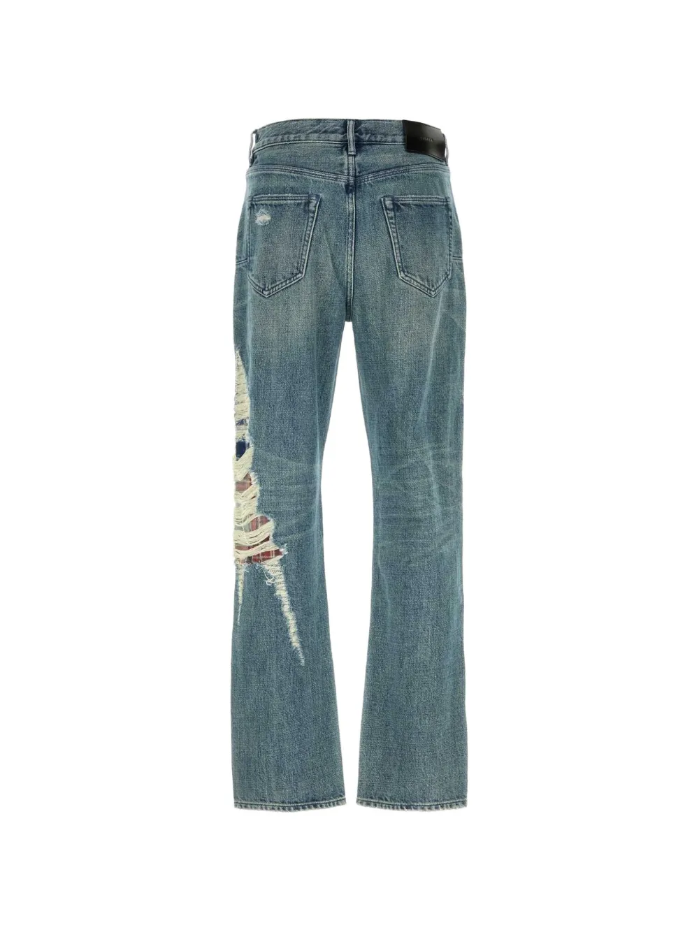 Purple Brand P011 gerafelde jeans met patchwork Blauw