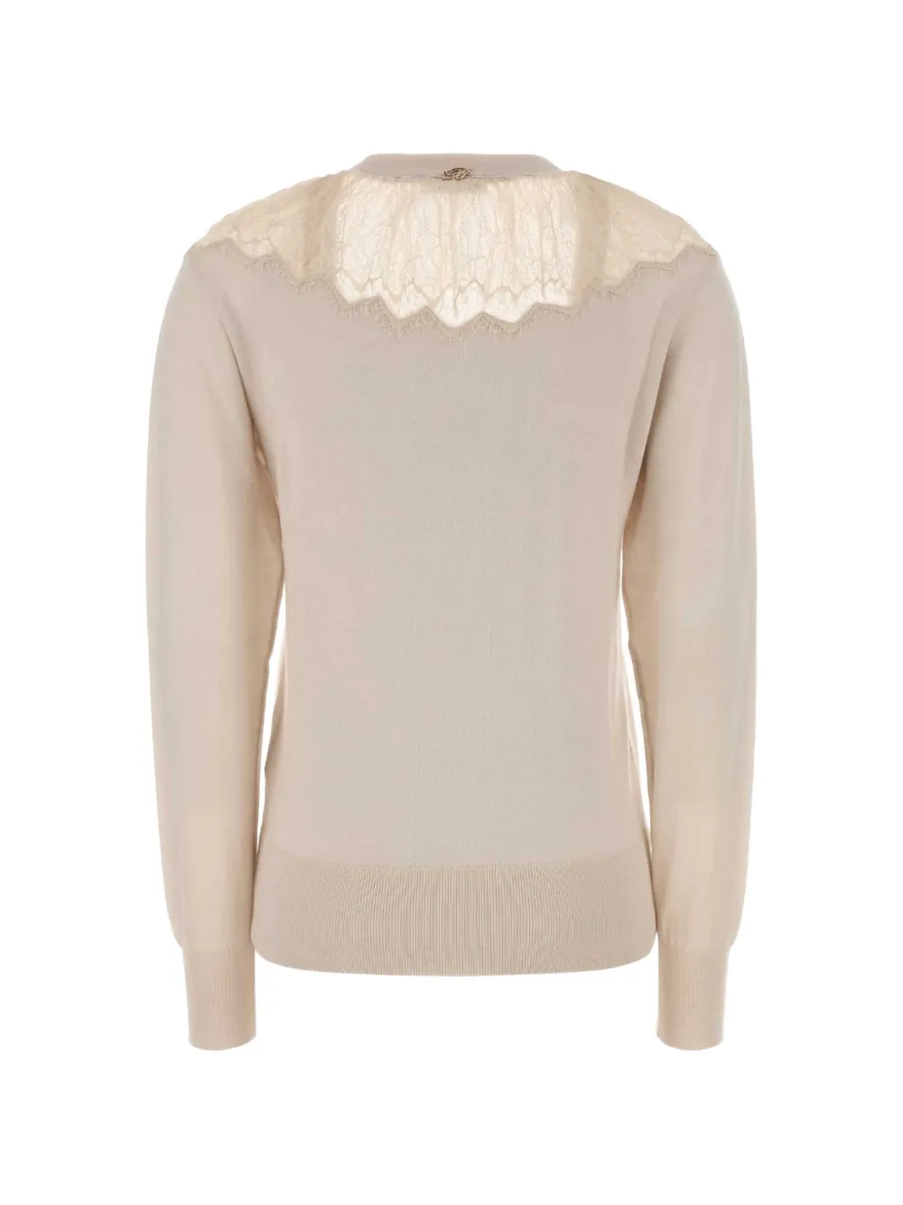Blumarine Vest met kanten afwerking en ruches Beige