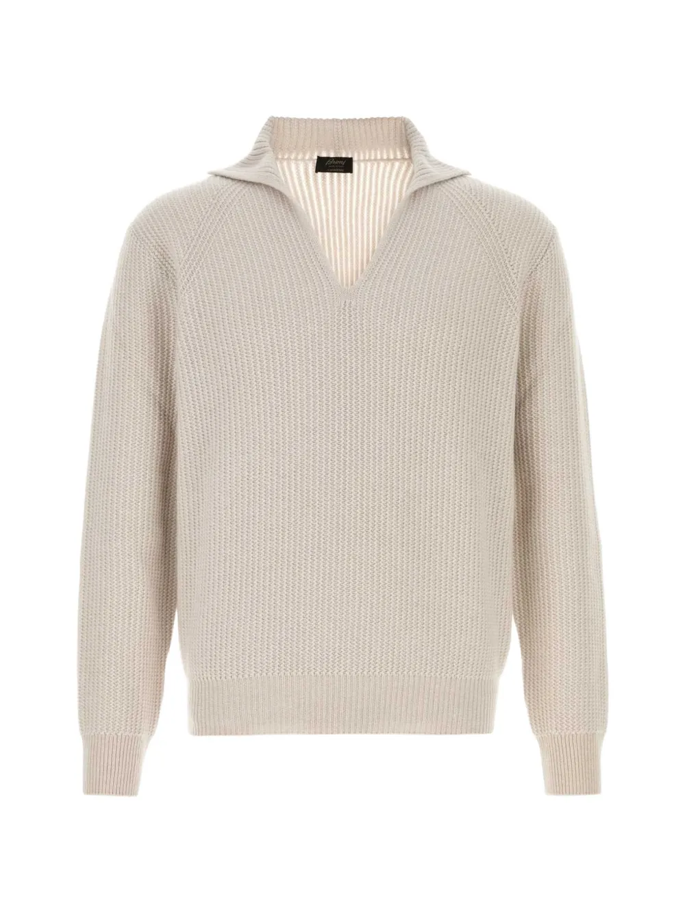 Brioni ribbed-knit cashmere polo sweater