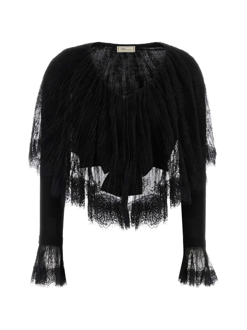 Blumarine lace-trimmed ruffled cardigan