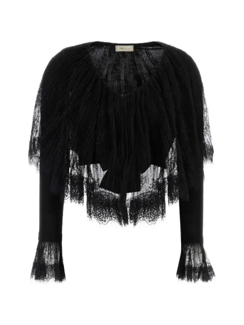 Blumarine Cardigan com babados e acabamento de renda