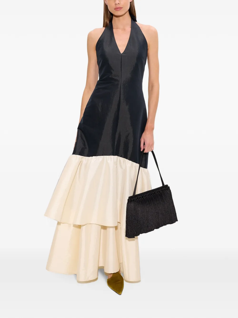 Simon Miller Magnolia gelaagde taffeta maxi-jurk Zwart