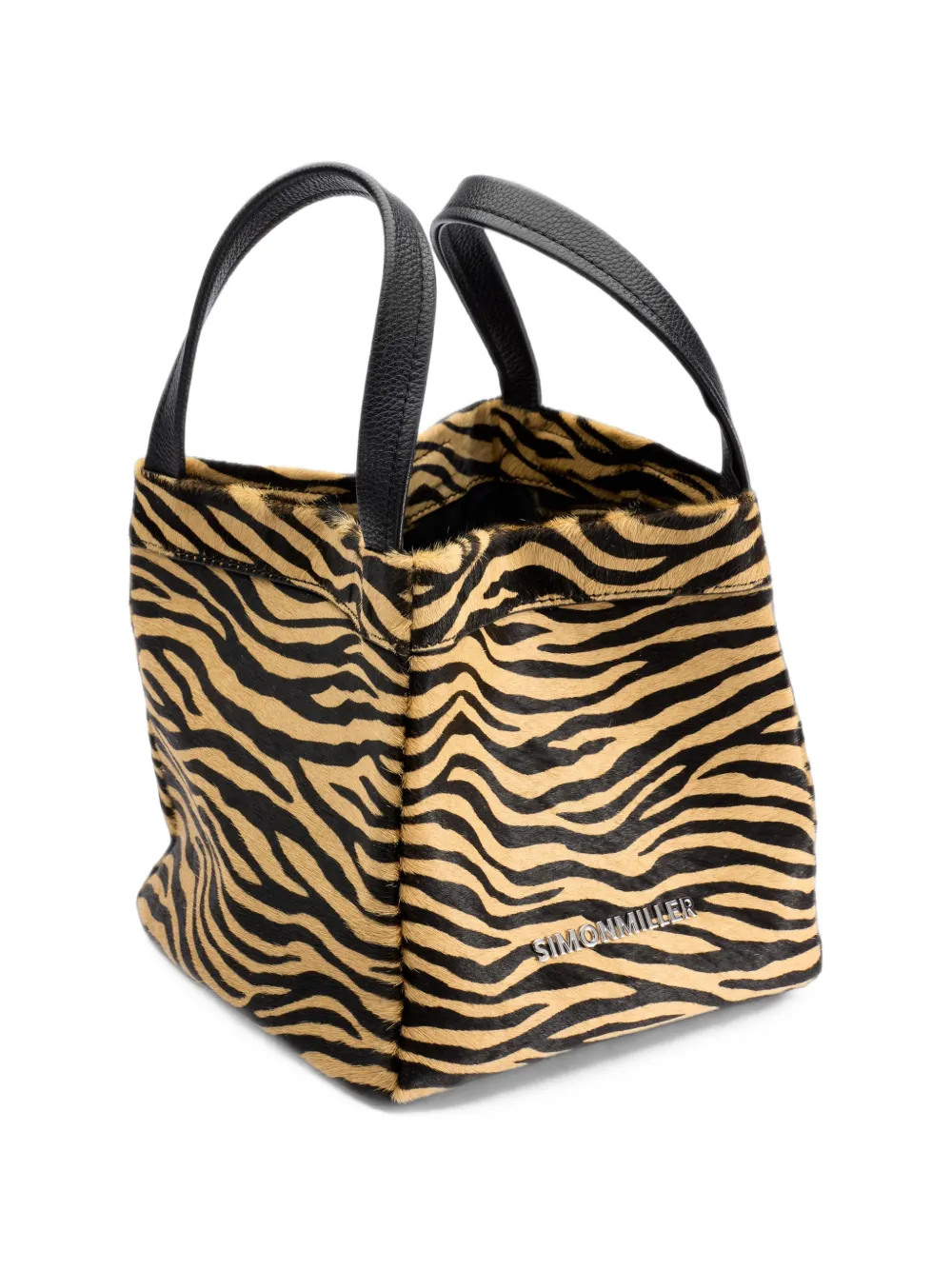 Simon Miller Quad kalfsleren mini-tas met zebra-print Beige