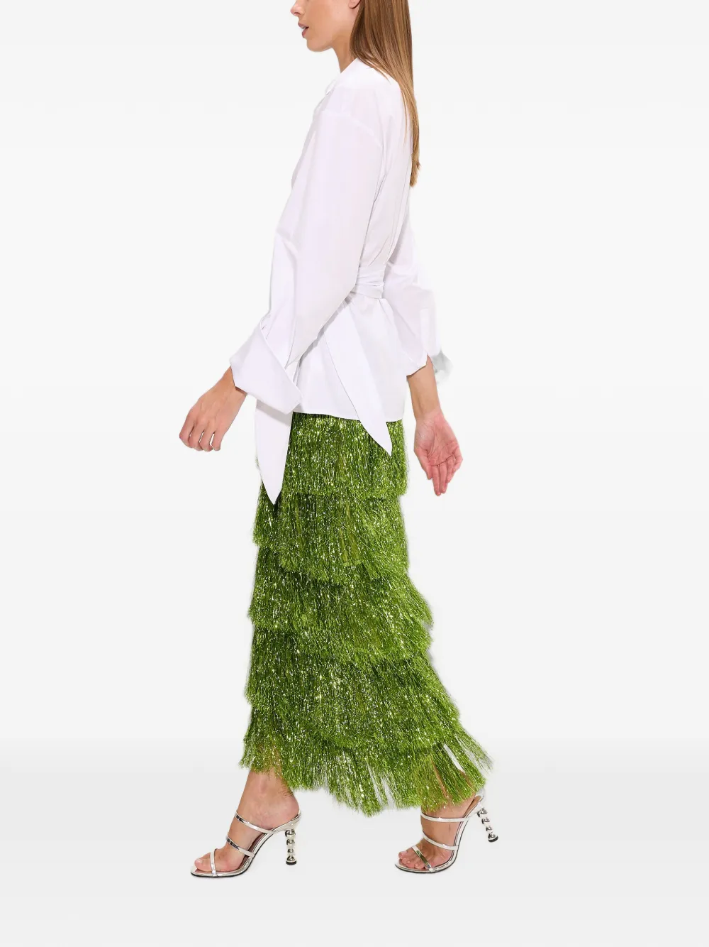 Simon Miller Liv midi-rok met metallic franje Groen