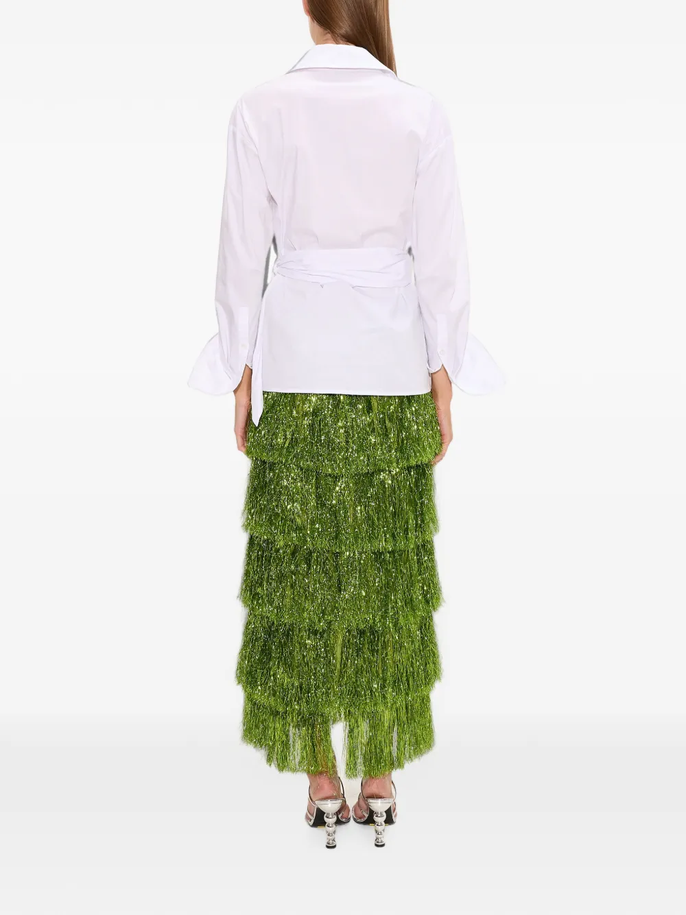 Simon Miller Liv midi-rok met metallic franje Groen