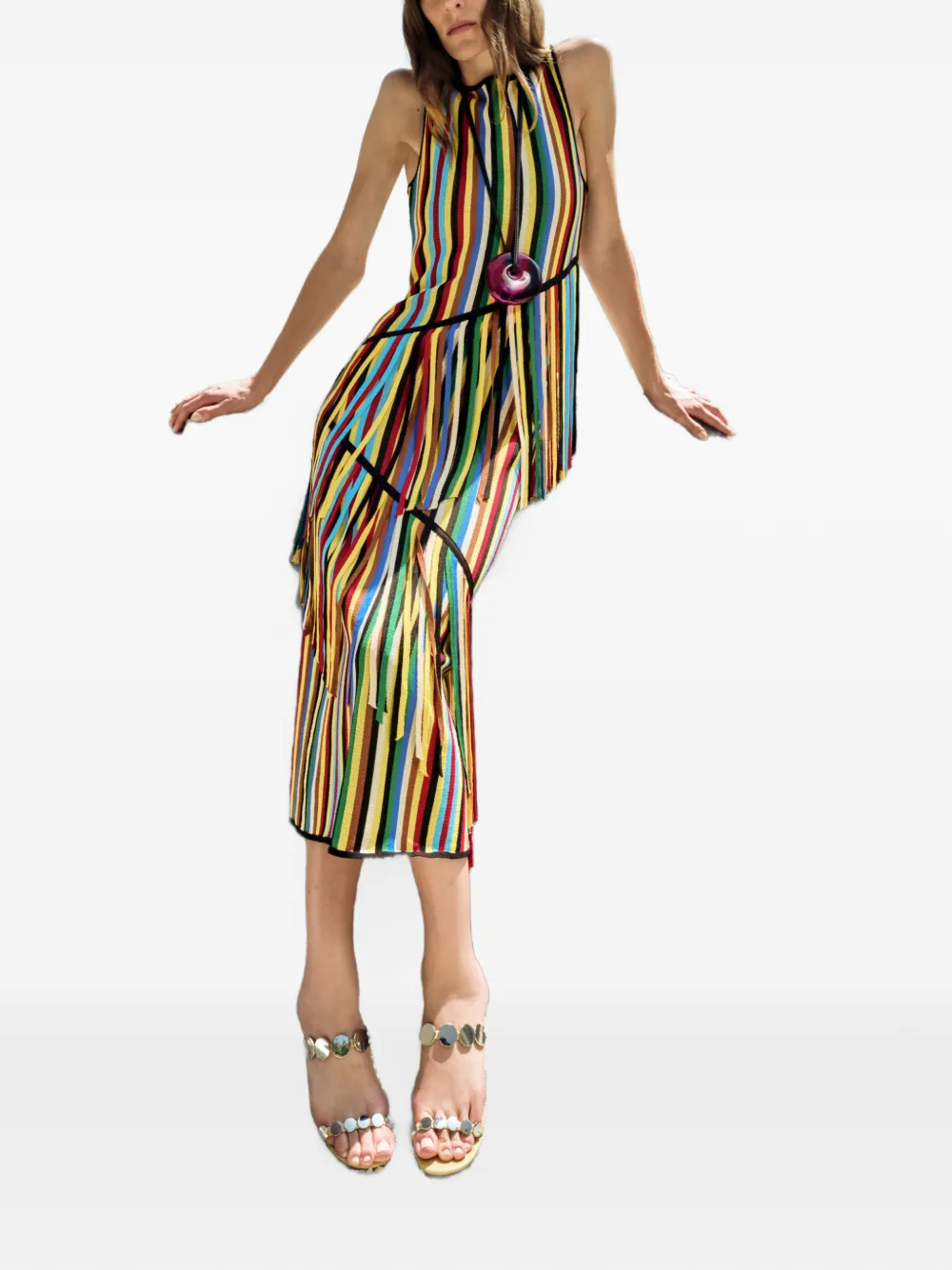 Simon Miller Spiral gebreide maxi-jurk met franje Rood