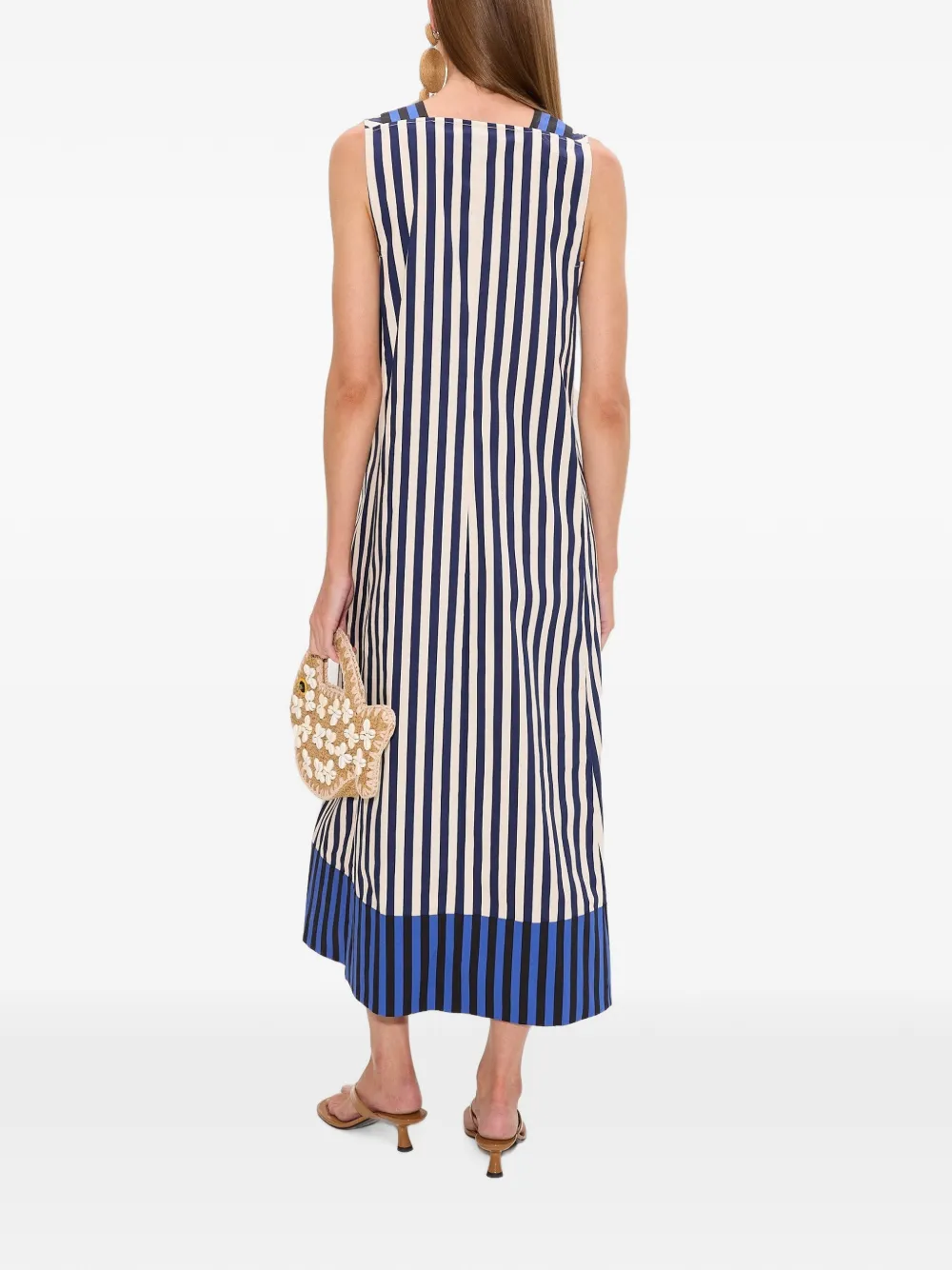 Simon Miller Mar gestreepte poplin midi-jurk Beige