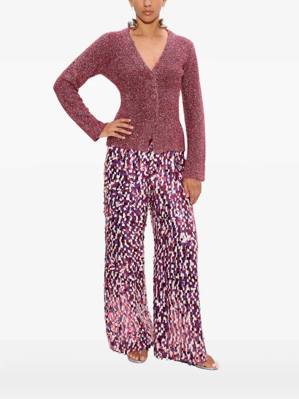 Simon Miller Briar Tinsel-knit Cardigan In Pink