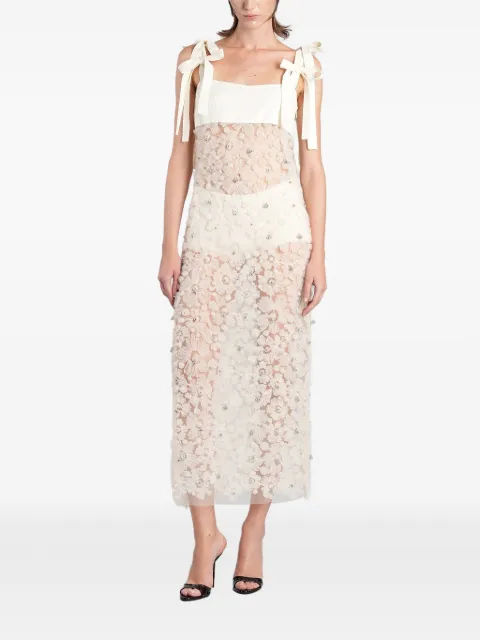 SIEDRES Tallula floral-appliqué bow-detail dress