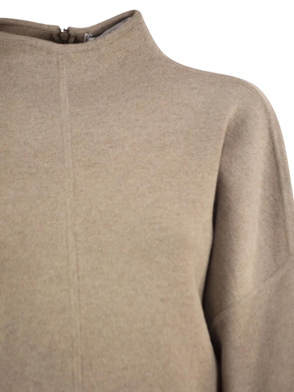 Max Mara Jurk met verlaagde schouders en opstaande kraag Beige
