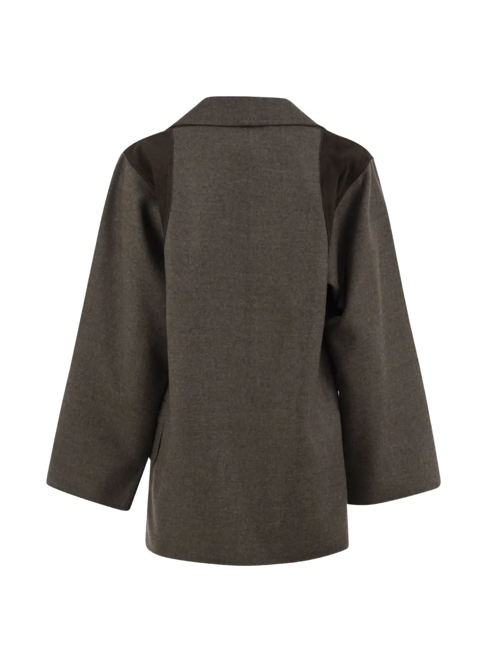 Max Mara Fenice blazer met leren vlakken en scheerwol Grijs
