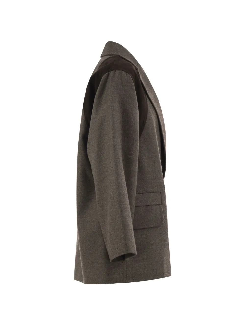 Max Mara Fenice blazer met leren vlakken en scheerwol Grijs