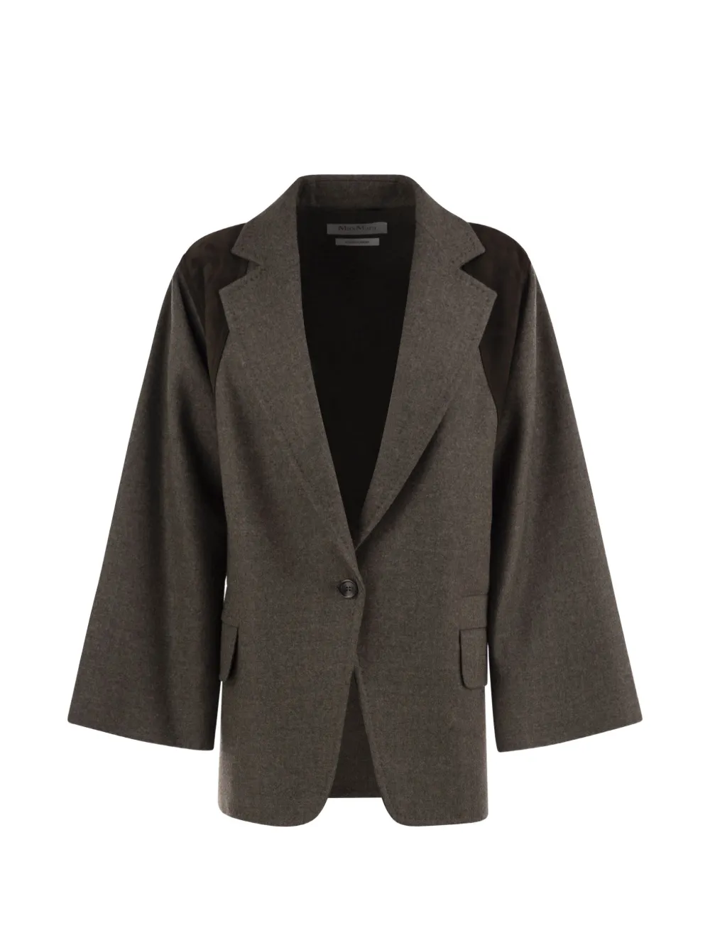 Max Mara Fenice leather-panelled virgin wool blazer