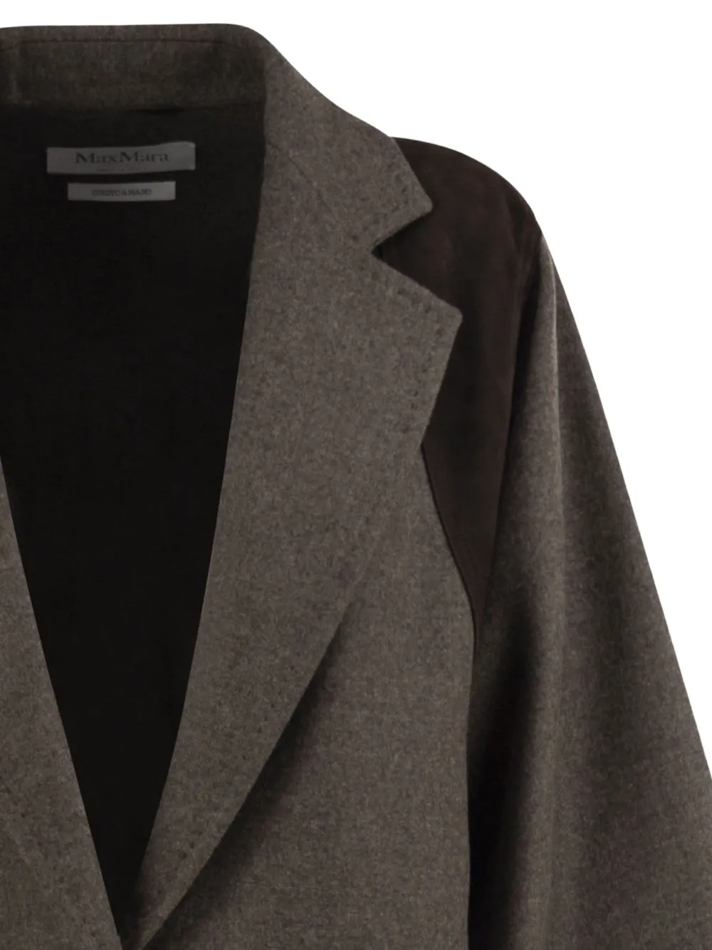 Max Mara Fenice blazer met leren vlakken en scheerwol Grijs
