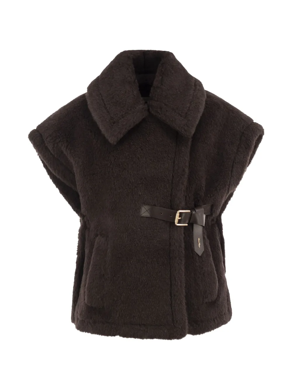 Max Mara belted shearling-effect cape - Marron Max Mara belted shearling-effect cape - Marron