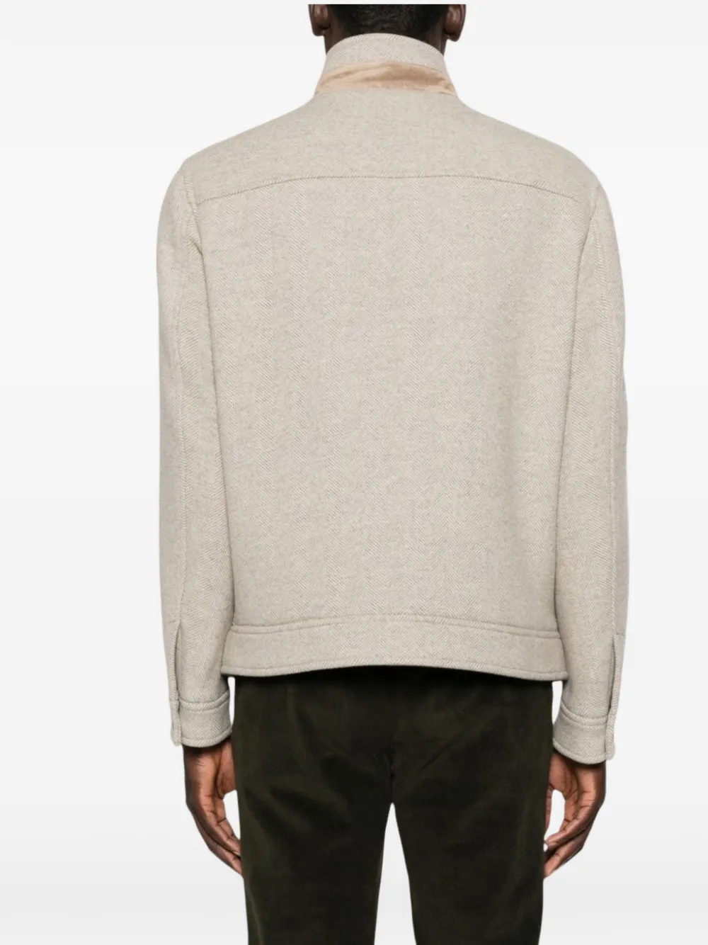 Fay herringbone-pattern hook-fastening coat Beige