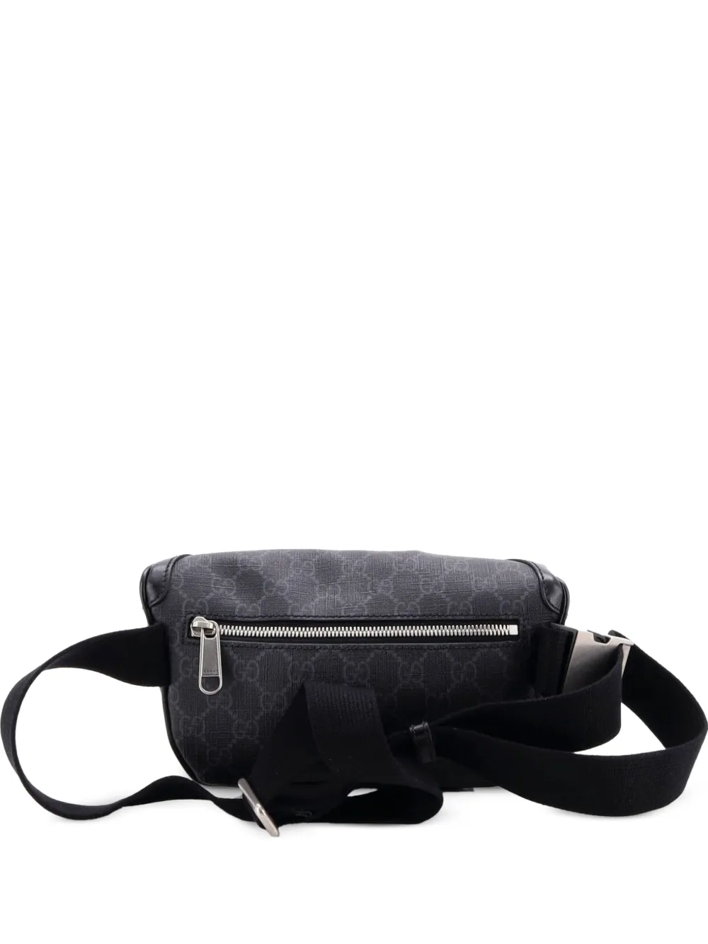 Gucci Pre-Owned grand sac banane en toile enduite à patch logo GG - Noir Gucci Pre-Owned grand sac banane en toile enduite à patch logo GG - Noir