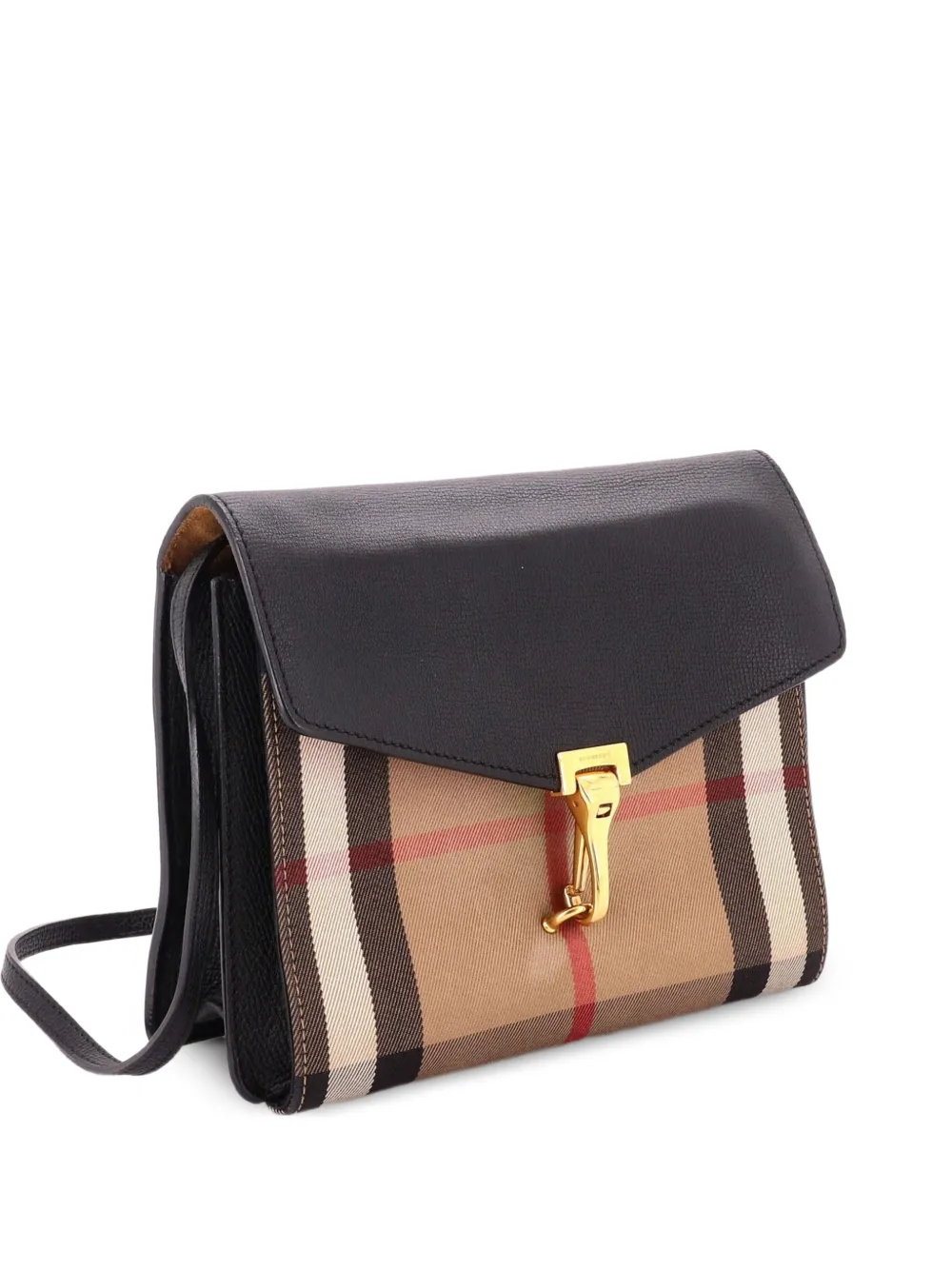 Burberry Pre-Owned Macken Leather and House Check Canvas Small crossbody bag - Braun