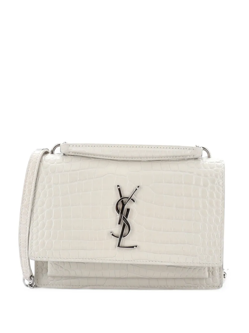 Saint Laurent Pre-Owned Sunset Top Handle Chain Wallet Crocodile Embossed Leather crossbody bag - Toni neutri