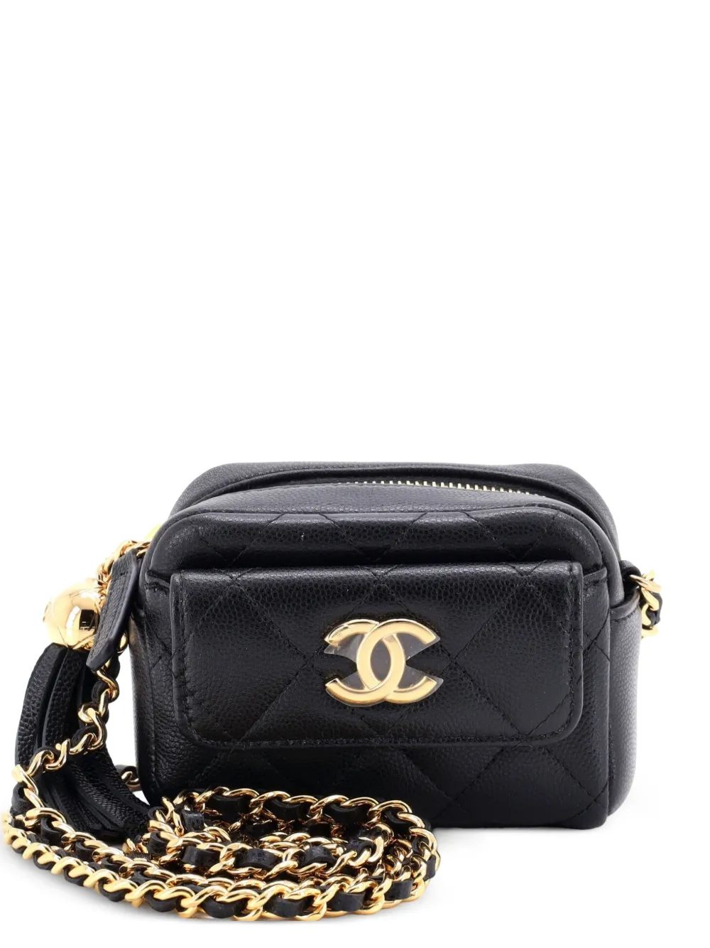 CHANEL Pre-Owned Paris-Hangzhou Tassel Camera Case Quilted Caviar Mini crossbody bag - Black