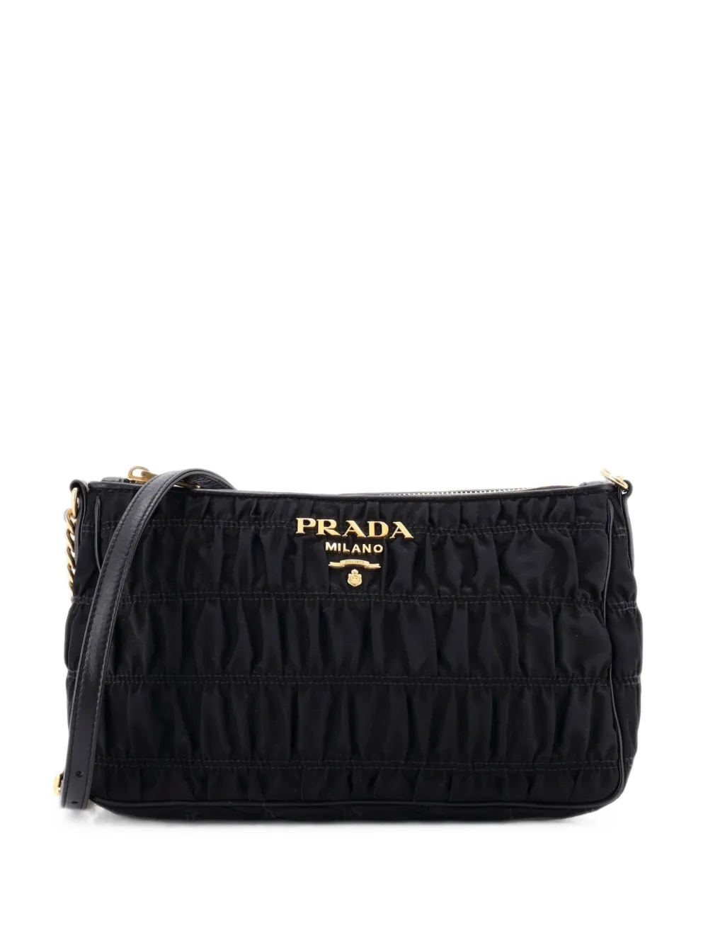 Prada Pre-Owned Gaufre ZIp Quilted Tessuto Small crossbody bag - Black