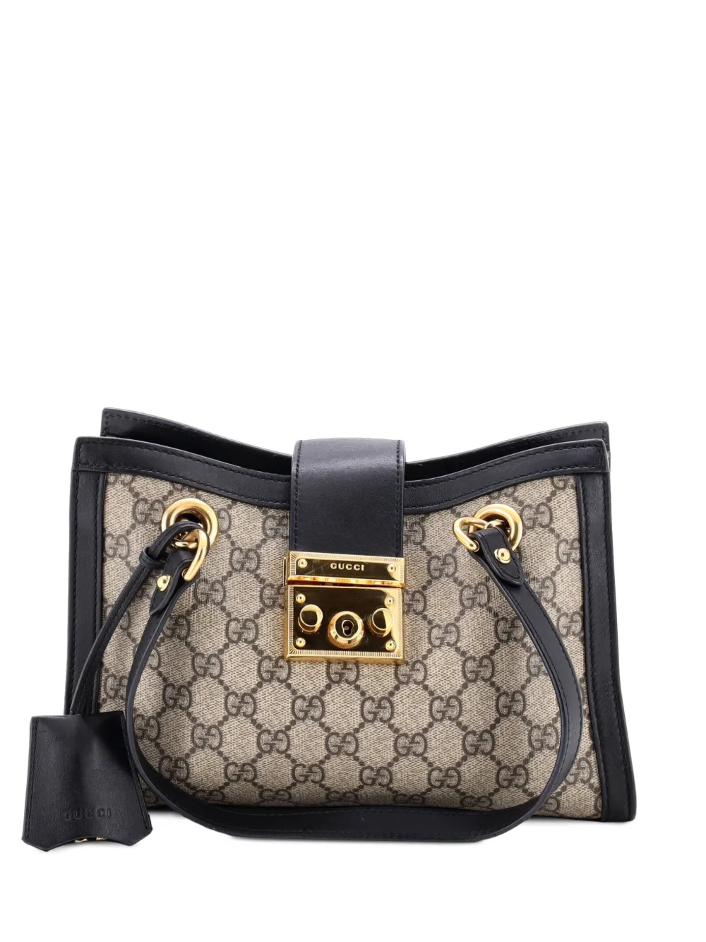 Gucci Pre-Owned Padlock Chain Tote GG Coated Canvas with Leather Small shoulder bag - Brown