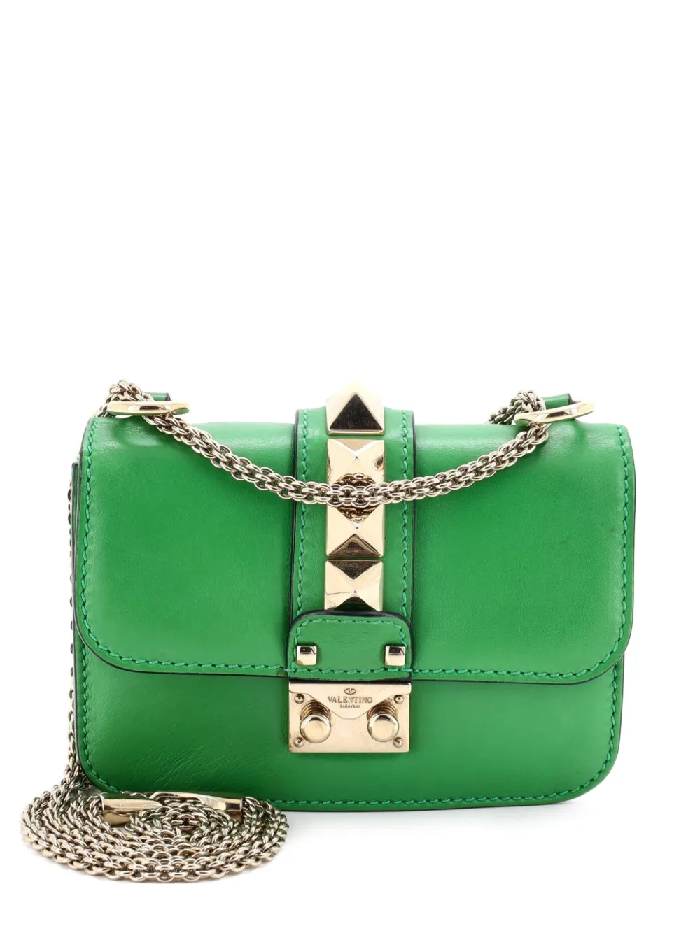 Valentino Garavani Pre-Owned Glam Lock Shoulder Bag Leather Mini crossbody bag - Grün