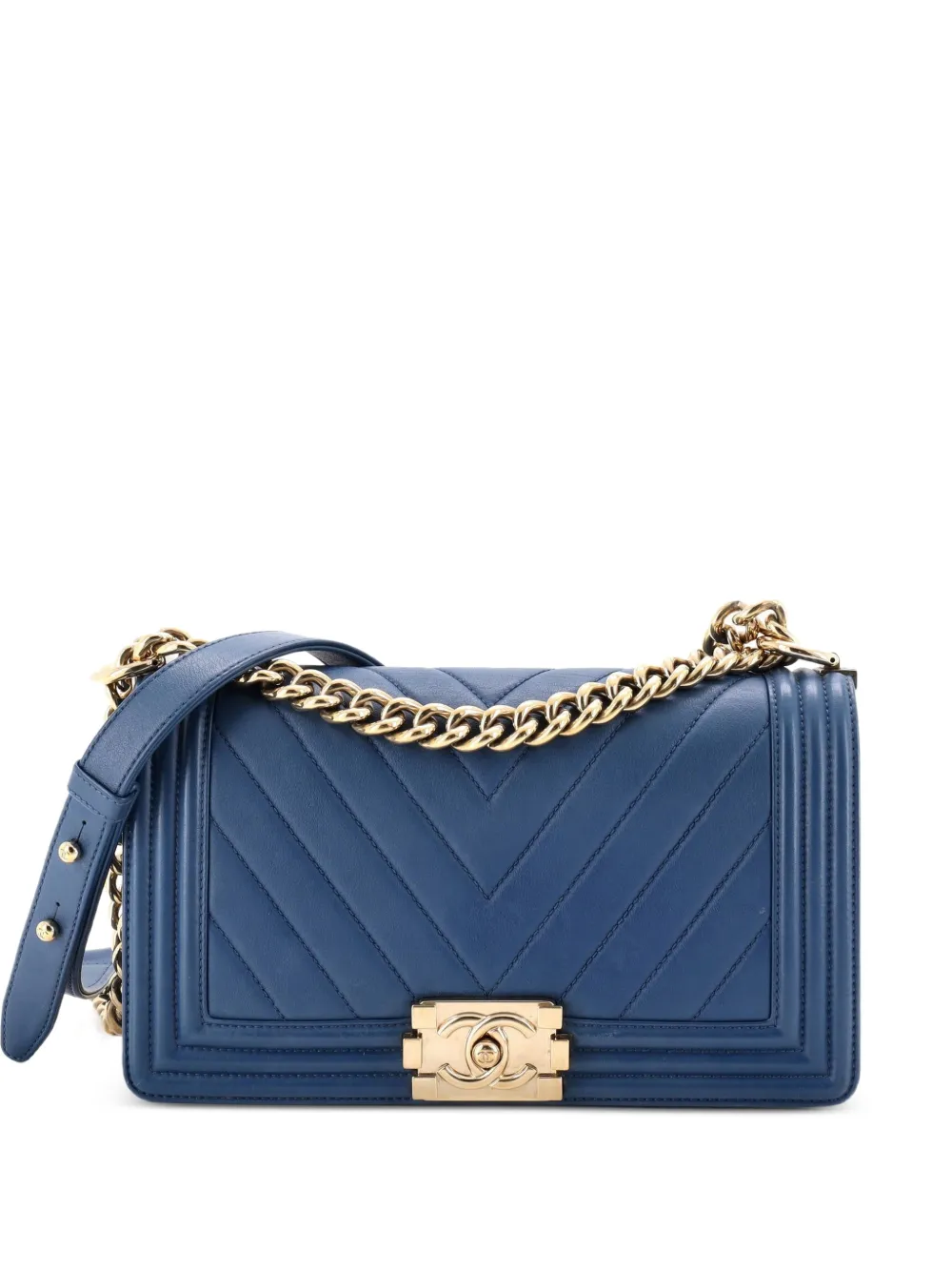CHANEL Pre-Owned Boy Flap Bag Chevron Calfskin Old Medium shoulder bag - Blu