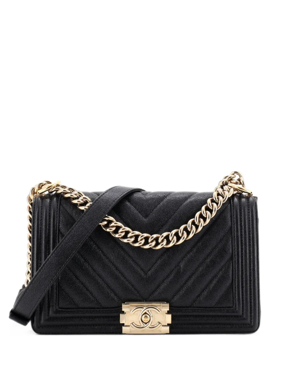 CHANEL Pre-Owned Boy Flap Bag Chevron Caviar Old Medium shoulder bag - Nero