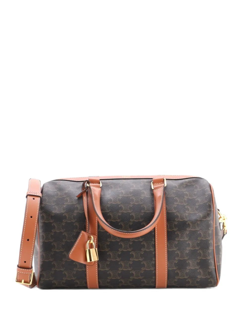 Celine Pre-Owned grand sac à main Boston Bag Triomphe en toile enduite - Marron Celine Pre-Owned grand sac à main Boston Bag Triomphe en toile enduite - Marron