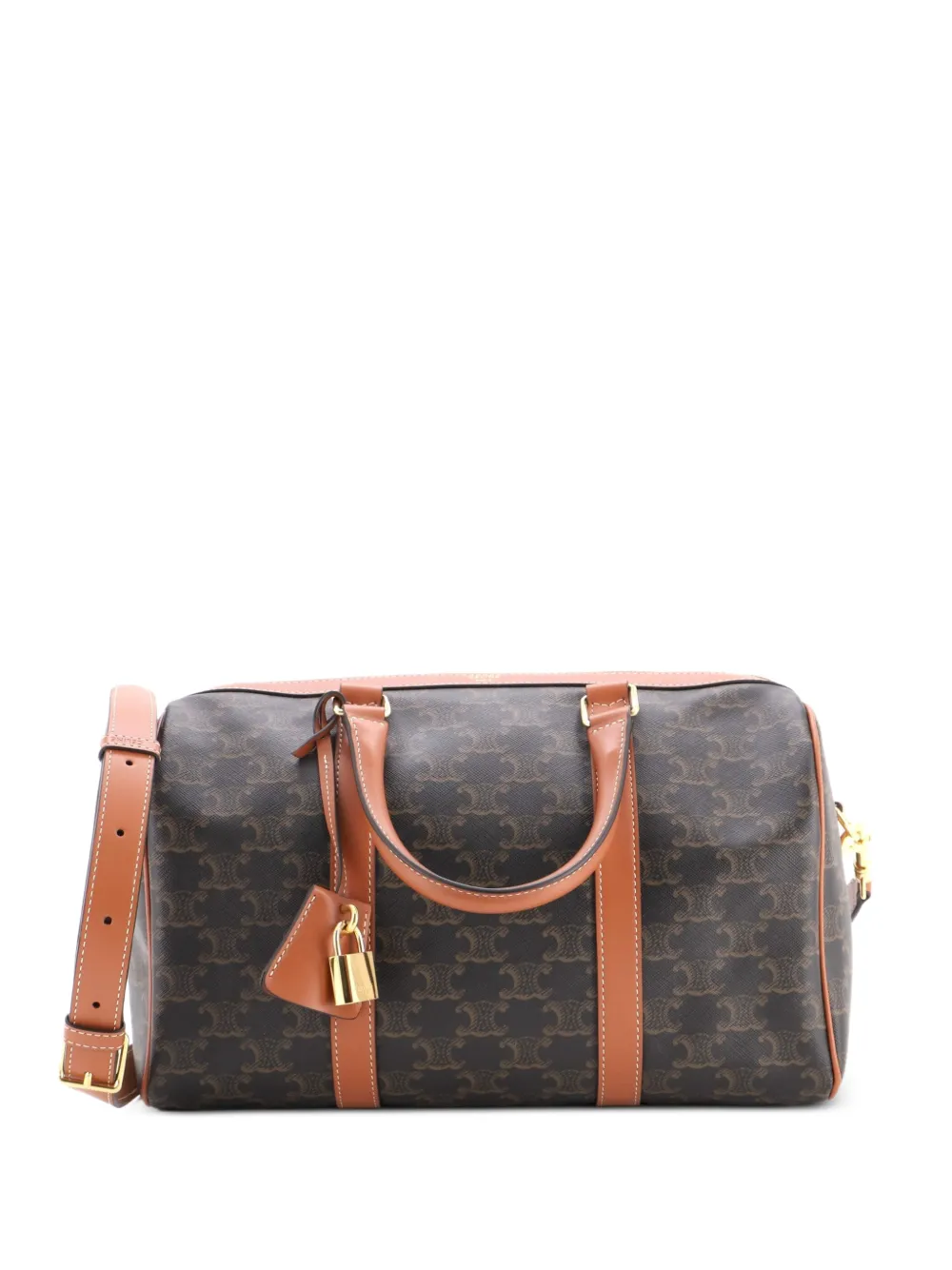 Celine Pre-Owned Boston Bag Triomphe Coated Canvas Large handbag - Brown