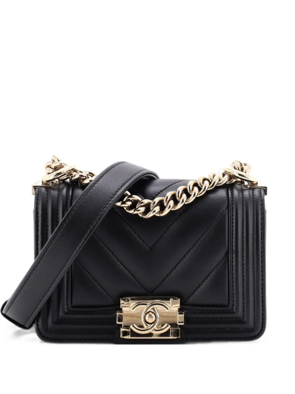 CHANEL Pre-Owned Boy Flap Bag Chevron Lambskin Mini shoulder bag - Nero